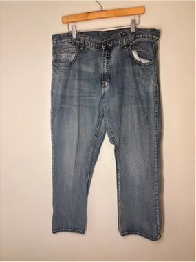 Flypaper Jeans Mens 38x30 Light Wash Straight Leg Y2K Skater Grunge Denim Faded